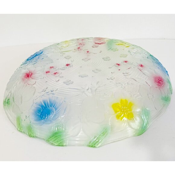 Romance Rose Floral Glass Salad Fruit Serving Bowl Plate - Picture 7 of 8